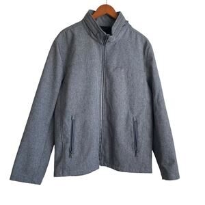 Dockers Mens Jacket‎ XL Gray Zip in Hood Full Zip Front Softshell Coat Gorpcore